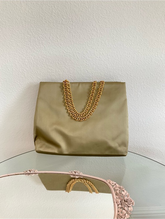 Prada Handbags - Prada raso catena Tote with Gold Chain Handles